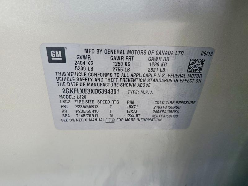 Aukcja sprzedaży 2013 Gmc Terrain, vin: 2GKFLXE3XD6394301, numer aukcji: 77782355