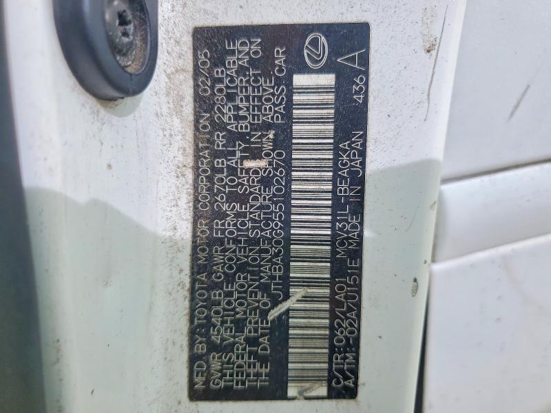 78522505 :رقم المزاد ، JTHBA30G955102670 vin ، 2005 Lexus Es مزاد بيع