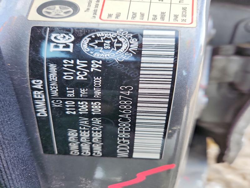 76910505 :رقم المزاد ، WDDGF8FB8CA688743 vin ، 2012 Mercedes-benz C مزاد بيع