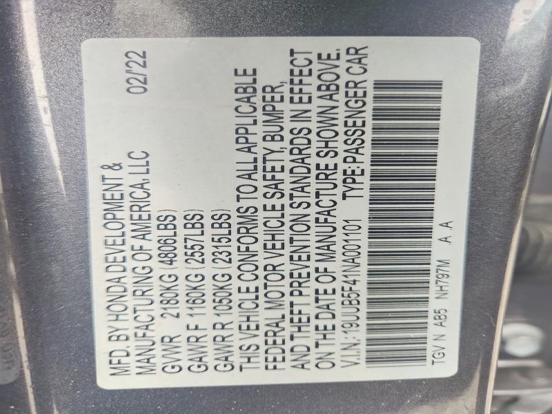 Продаж на аукціоні авто 2022 Acura Tlx, vin: 19UUB5F41NA001101, номер лоту: 78914575
