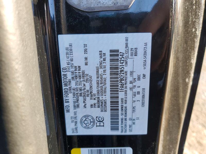 Aukcja sprzedaży 2022 Ford Mustang, vin: 1FA6P8CF2N5142547, numer aukcji: 76534515