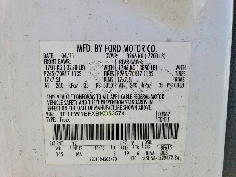 Aukcja sprzedaży 2011 Ford F150, vin: 1FTFW1EFXBKD53574, numer aukcji: 76691205