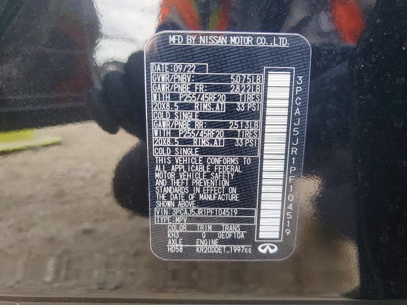 Aukcja sprzedaży 2023 Infiniti Qx55, vin: 3PCAJ5JR1PF104519, numer aukcji: 77220175
