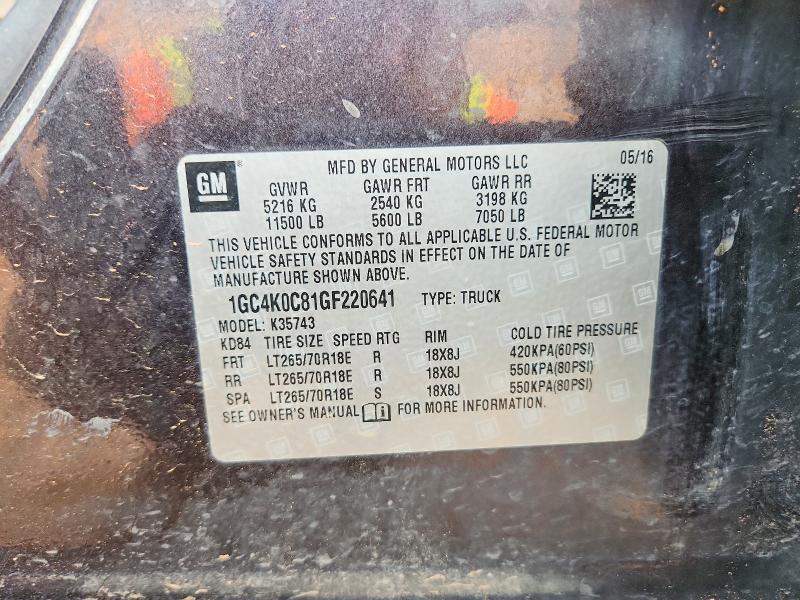2016 Chevrolet Silverado მანქანა იყიდება აუქციონზე, vin: 1GC4K0C81GF220641, აუქციონის ნომერი: 76454565