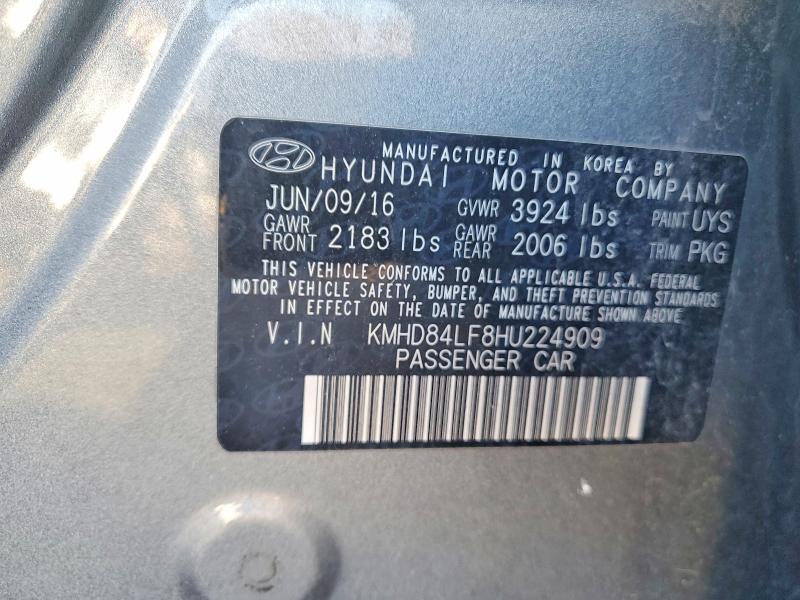 Продажа на аукционе авто 2017 Hyundai Elantra, vin: KMHD84LF8HU224909, номер лота: 78963585