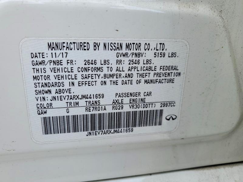 78923615 :رقم المزاد ، JN1EV7ARXJM441659 vin ، 2018 Infiniti Q50 مزاد بيع
