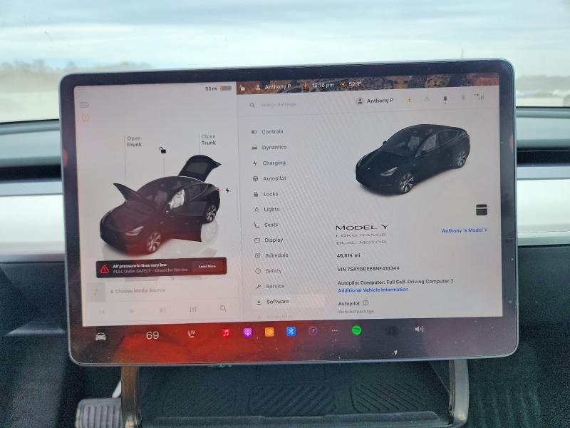2022 Tesla Model Y მანქანა იყიდება აუქციონზე, vin: 7SAYGDEE8NF418344, აუქციონის ნომერი: 77193235