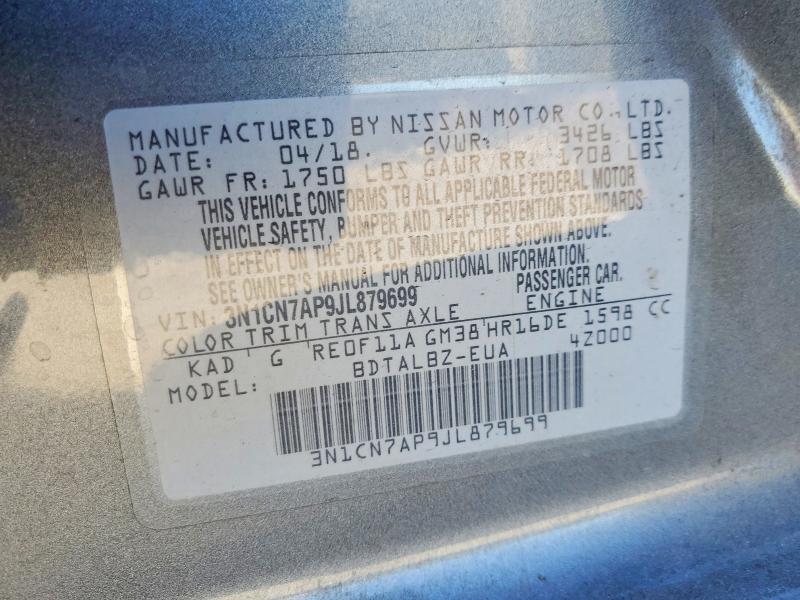 Aukcja sprzedaży 2018 Nissan Versa, vin: 3N1CN7AP9JL879699, numer aukcji: 75764645