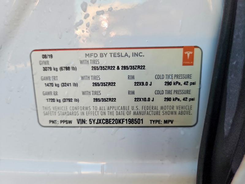 Aukcja sprzedaży 2019 Tesla Model X, vin: 5YJXCBE20KF198501, numer aukcji: 76163805