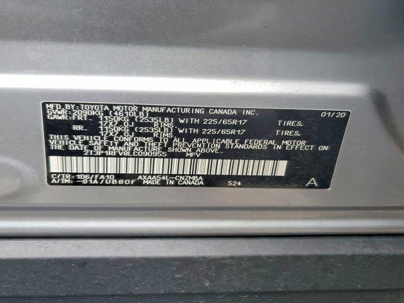 78316565 :رقم المزاد ، 2T3P1RFV8LC090955 vin ، 2020 Toyota Rav4 مزاد بيع