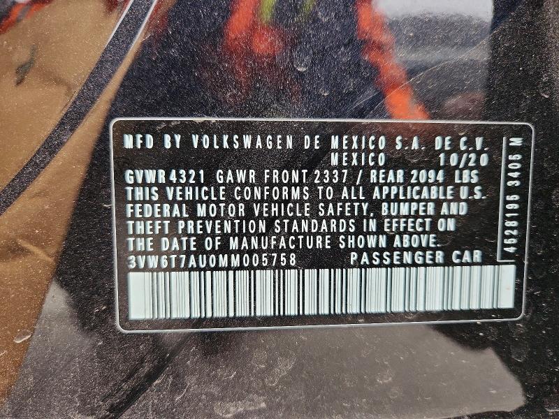 Aukcja sprzedaży 2021 Volkswagen Gti, vin: 3VW6T7AU0MM005758, numer aukcji: 75699705