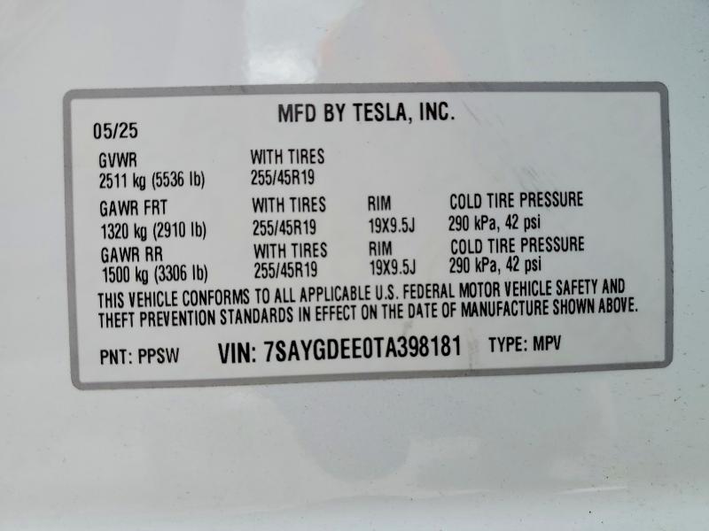 Aukcja sprzedaży 2026 Tesla Model Y, vin: 7SAYGDEE0TA398181, numer aukcji: 77782635