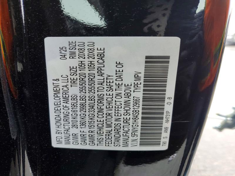 2025 Honda Pilot მანქანა იყიდება აუქციონზე, vin: 5FNYG1H84SB129667, აუქციონის ნომერი: 73791455