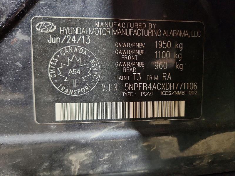 Aukcja sprzedaży 2013 Hyundai Sonata, vin: 5NPEB4ACXDH771106, numer aukcji: 78185055