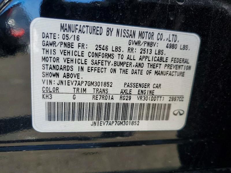 Aukcja sprzedaży 2016 Infiniti Q50, vin: JN1EV7AP7GM301852, numer aukcji: 79269165