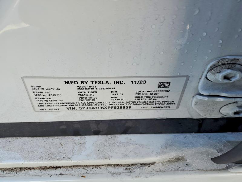 Aukcja sprzedaży 2023 Tesla Model S, vin: 5YJSA1E5XPF529659, numer aukcji: 73918305