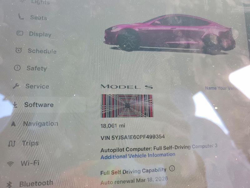 Продажа на аукционе авто 2023 Tesla Model S, vin: 5YJSA1E60PF499354, номер лота: 78847035