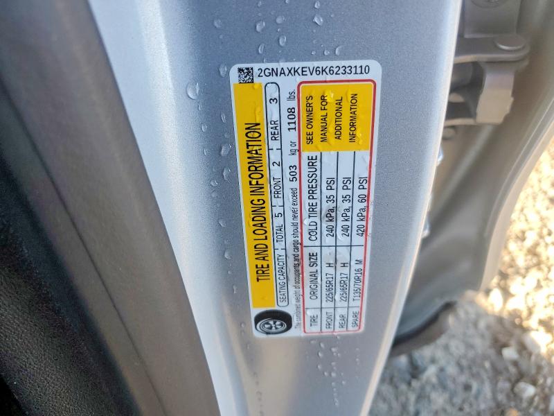 Aukcja sprzedaży 2019 Chevrolet Equinox, vin: 2GNAXKEV6K6233110, numer aukcji: 77757545