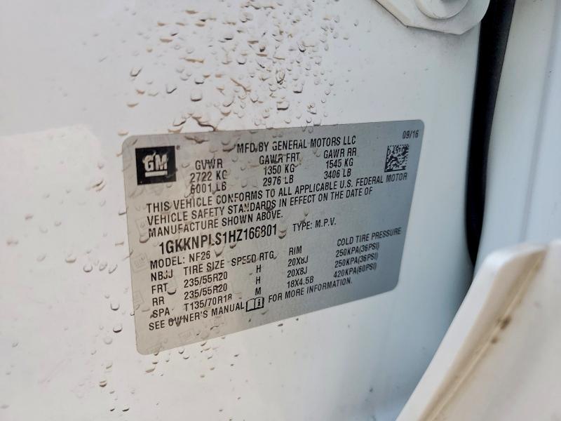 77516535 :رقم المزاد ، 1GKKNPLS1HZ166801 vin ، 2017 Gmc Acadia مزاد بيع