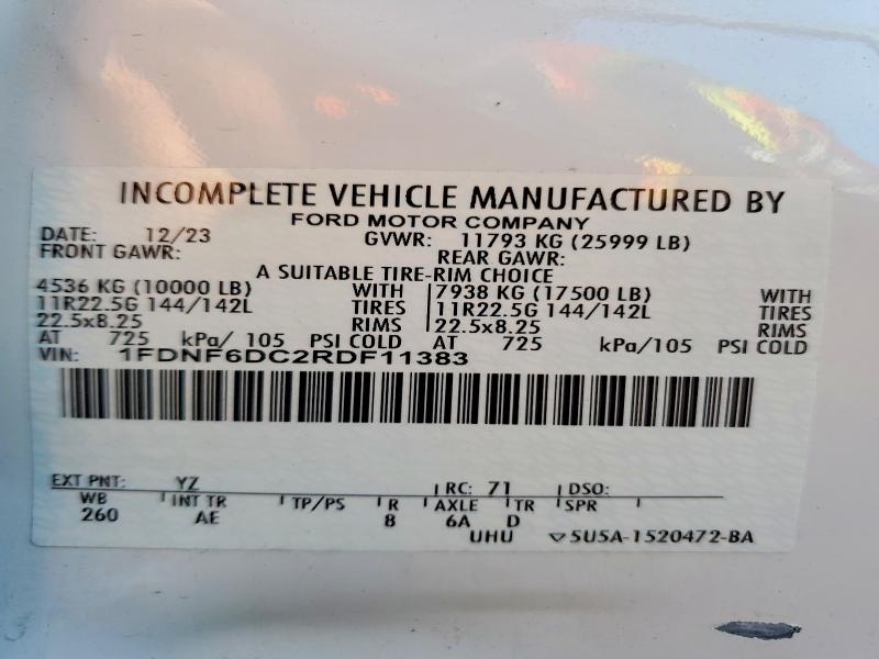 Продаж на аукціоні авто 2024 Ford F650, vin: 1FDNF6DC2RDF11383, номер лоту: 74118115