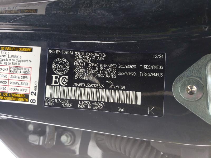 Продажа на аукционе авто 2025 Toyota Landcruiser Hev 4dr, vin: JTEABFAJ2SK028569, номер лота: 74097115