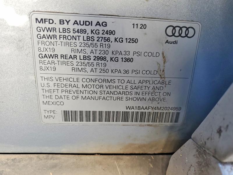 Продажа на аукционе авто 2021 Audi Q5, vin: WA1BAAFY4M2024959, номер лота: 77194735