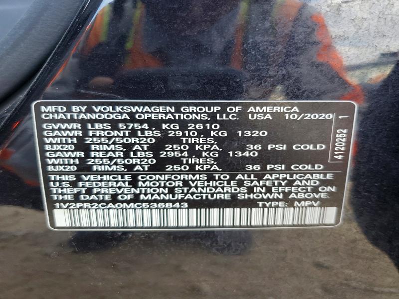 Aukcja sprzedaży 2021 Volkswagen Atlas, vin: 1V2PR2CA0MC536843, numer aukcji: 77354285