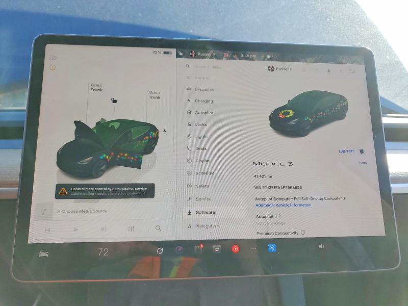 Продажа на аукционе авто 2023 Tesla Model 3, vin: 5YJ3E1EA4PF568950, номер лота: 75392415