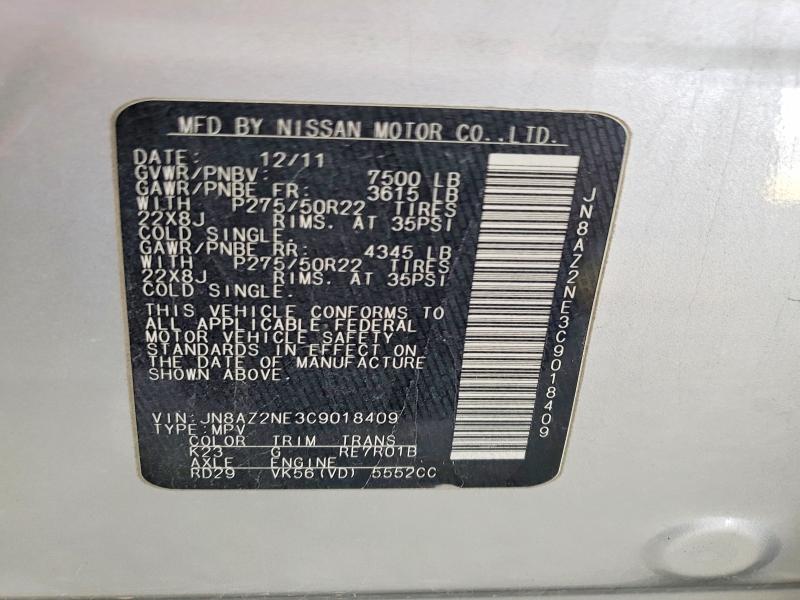 Продажа на аукционе авто 2012 Infiniti Qx56, vin: JN8AZ2NE3C9018409, номер лота: 78877255