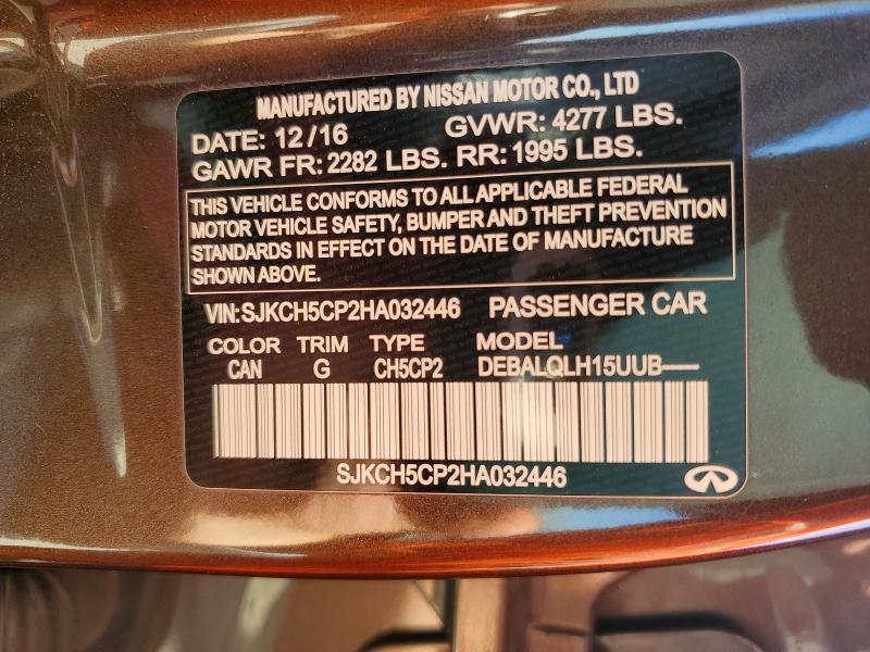 Aukcja sprzedaży 2017 Infiniti Qx30, vin: SJKCH5CP2HA032446, numer aukcji: 78051525
