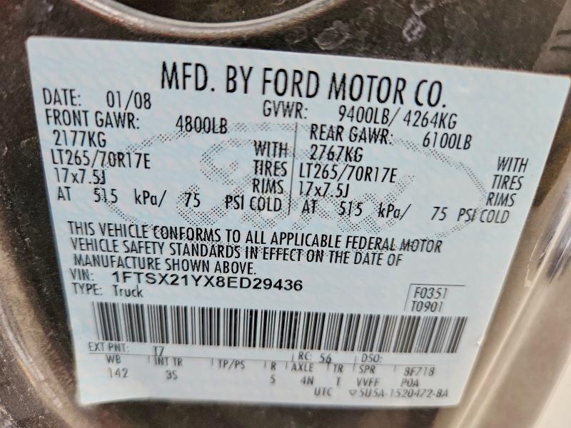 Aukcja sprzedaży 2008 Ford F250, vin: 1FTSX21YX8ED29436, numer aukcji: 77506605
