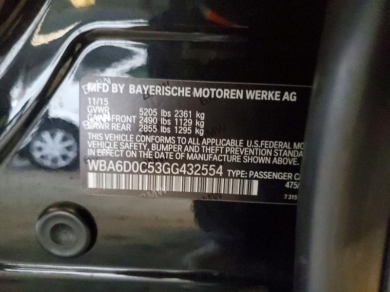76968165 :رقم المزاد ، WBA6D0C53GG432554 vin ، 2016 Bmw 640 مزاد بيع