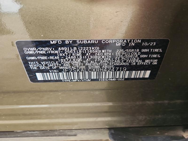 2024 Subaru Forester მანქანა იყიდება აუქციონზე, vin: JF2SKALCXRH424719, აუქციონის ნომერი: 78149775