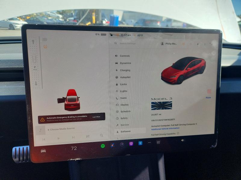 Aukcja sprzedaży 2024 Tesla Model 3, vin: 5YJ3E1ET5RF822671, numer aukcji: 75386225
