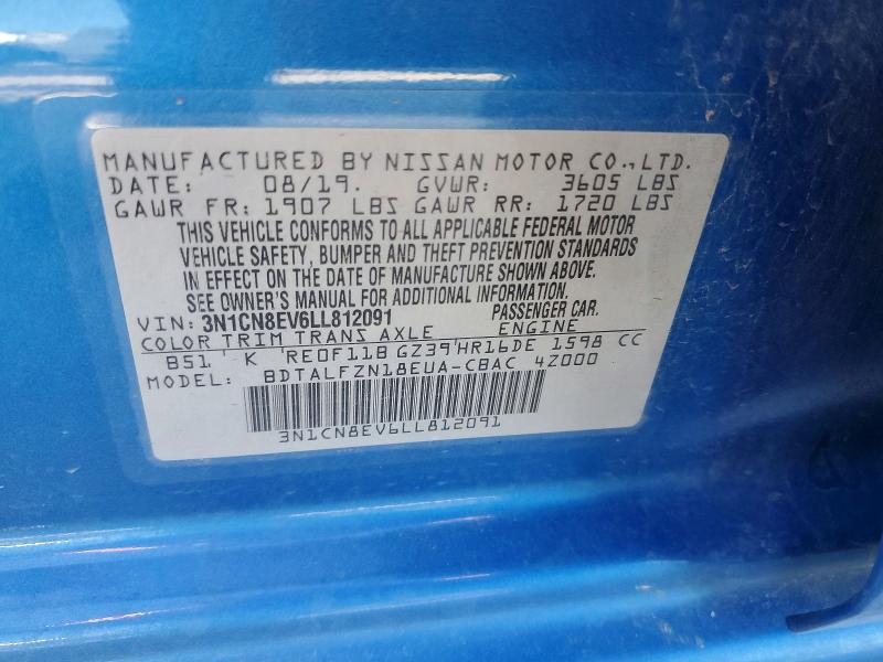 Aukcja sprzedaży 2020 Nissan Versa, vin: 3N1CN8EV6LL812091, numer aukcji: 76548845