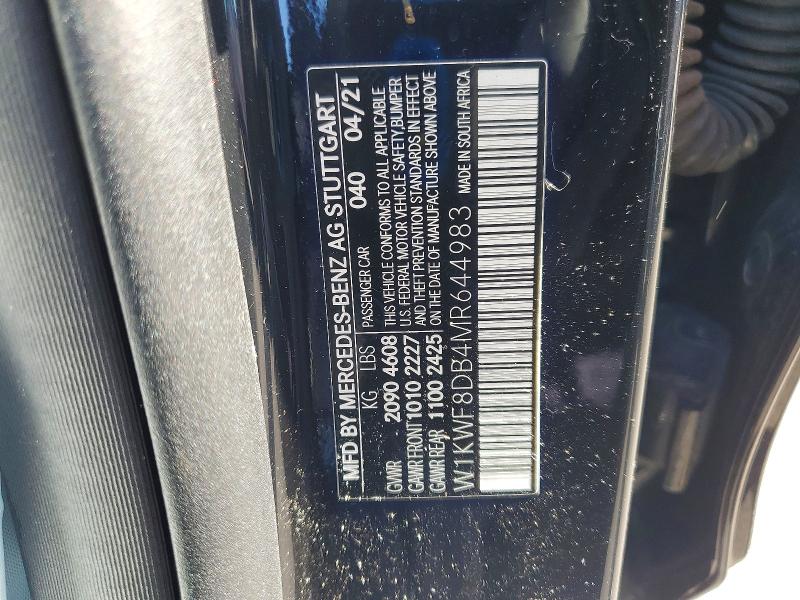 2021 Mercedes-benz C მანქანა იყიდება აუქციონზე, vin: W1KWF8DB4MR644983, აუქციონის ნომერი: 78184365