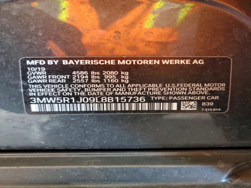 77338925 :رقم المزاد ، 3MW5R1J09L8B15736 vin ، 2020 Bmw 330i مزاد بيع
