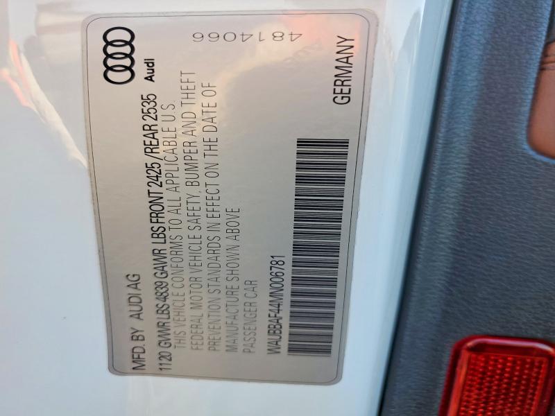 75692735 :رقم المزاد ، WAUBBAF44MN006781 vin ، 2021 Audi A4 مزاد بيع