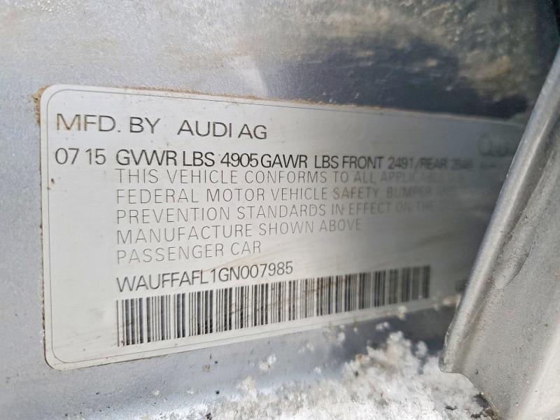 75036775 :رقم المزاد ، WAUFFAFL1GN007985 vin ، 2016 Audi A4 مزاد بيع