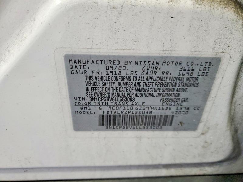 Aukcja sprzedaży 2020 Nissan Kicks, vin: 3N1CP5BV6LL553003, numer aukcji: 75885585