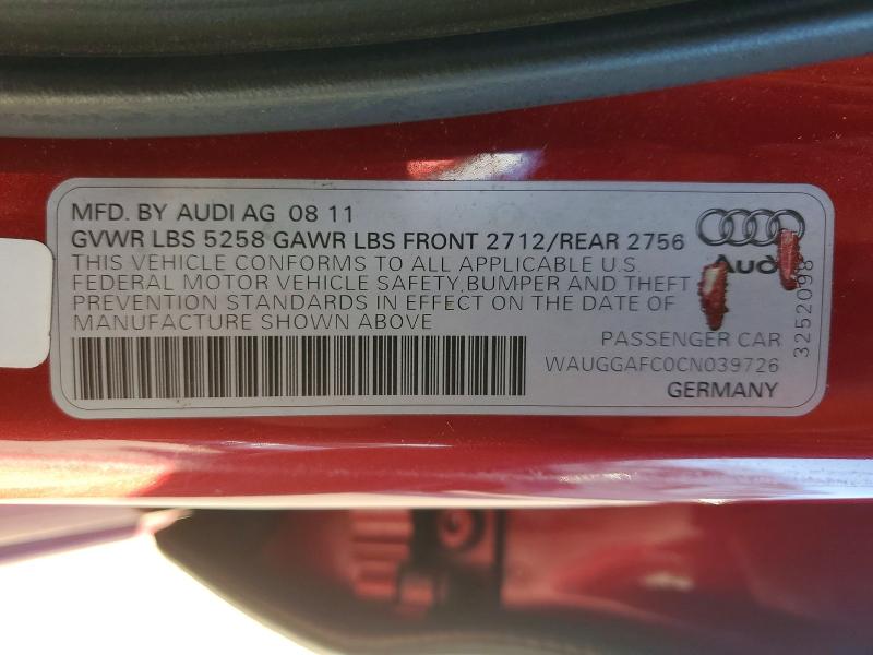 2012 Audi A6 მანქანა იყიდება აუქციონზე, vin: WAUGGAFC0CN039726, აუქციონის ნომერი: 77652005