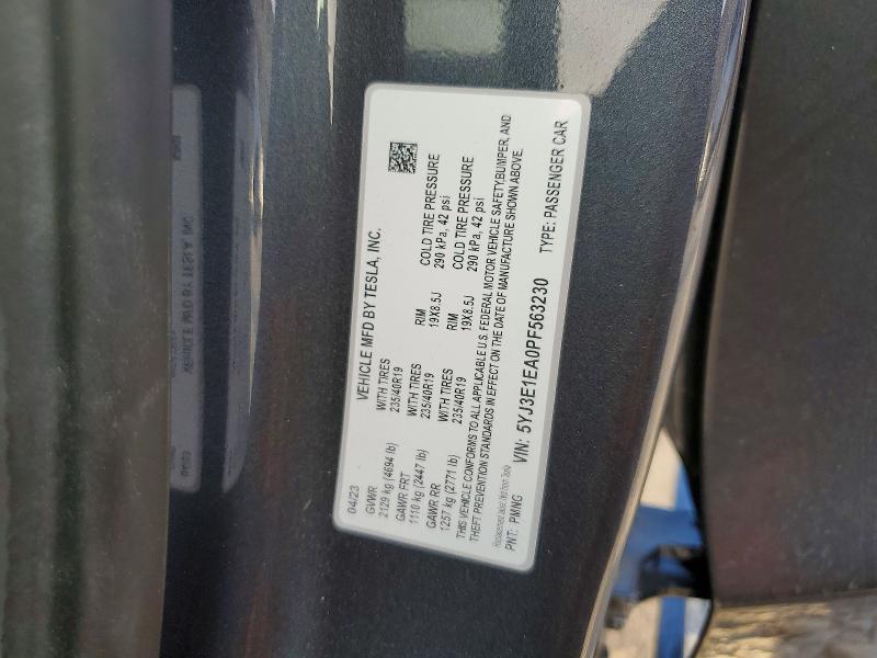 Продажа на аукционе авто 2023 Tesla Model 3, vin: 5YJ3E1EA0PF563230, номер лота: 77557595