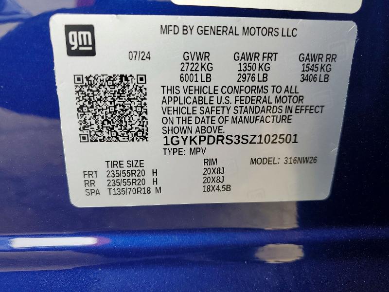 75621435 :رقم المزاد ، 1GYKPDRS3SZ102501 vin ، 2025 Cadillac Xt6 مزاد بيع