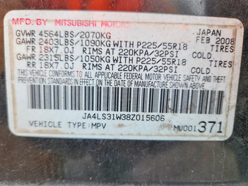 Продаж на аукціоні авто 2008 Mitsubishi Outlander, vin: JA4LS31W38Z015606, номер лоту: 78652555
