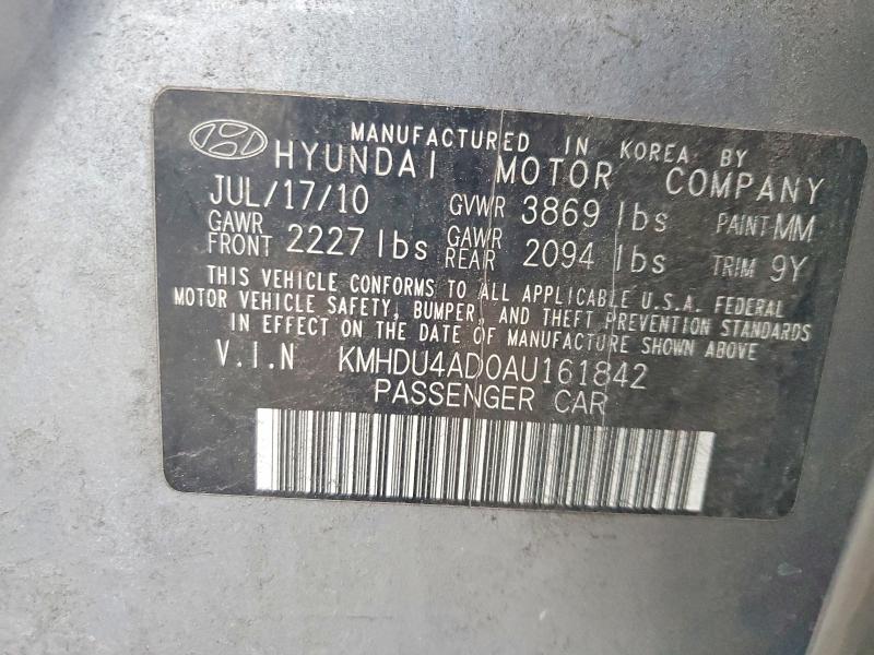 Продаж на аукціоні авто 2010 Hyundai Elantra, vin: KMHDU4AD0AU161842, номер лоту: 77036235