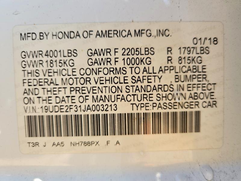2018 Acura Ilx მანქანა იყიდება აუქციონზე, vin: 19UDE2F31JA003213, აუქციონის ნომერი: 78094985