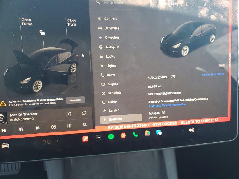77697535 :رقم المزاد ، 5YJ3E1EA6NF303900 vin ، 2022 Tesla Model 3 مزاد بيع