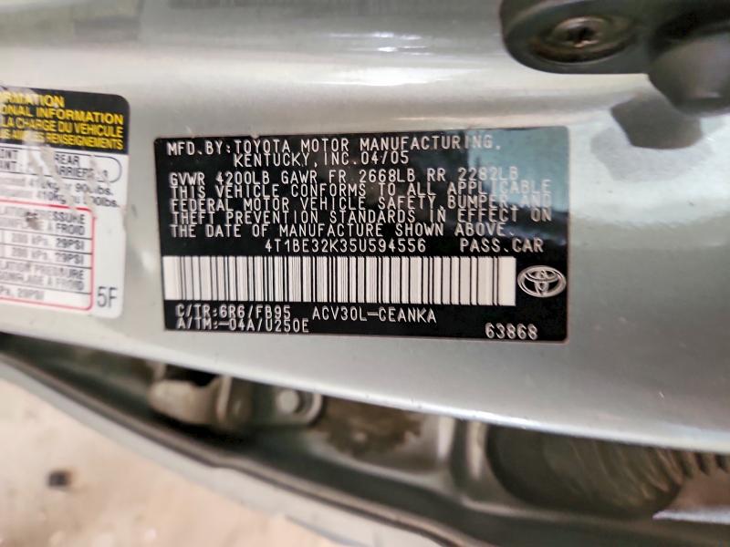 Продажа на аукционе авто 2005 Toyota Camry, vin: 4T1BE32K35U594556, номер лота: 77419505