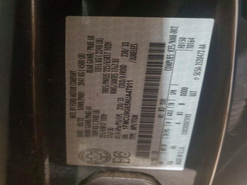 Aukcja sprzedaży 2022 Ford Escape, vin: 1FMCU9G65NUA47911, numer aukcji: 77323025