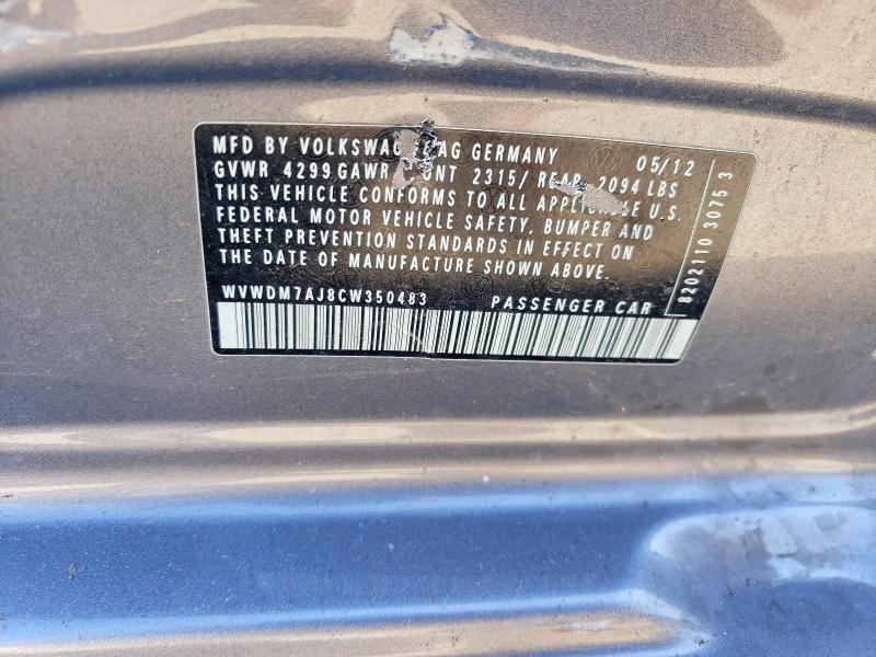 Продажа на аукционе авто 2012 Volkswagen Golf, vin: WVWDM7AJ8CW350483, номер лота: 75911925